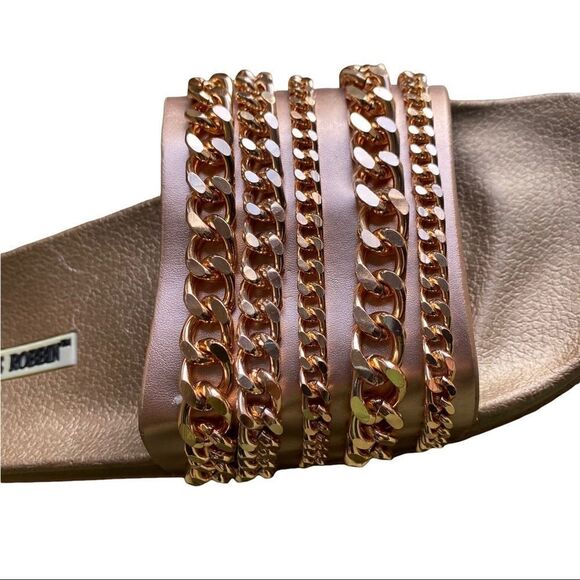 Cape Robbin Slides Sandals Rose Pink Chain Design New Sz 9 - Picture 7 of 9